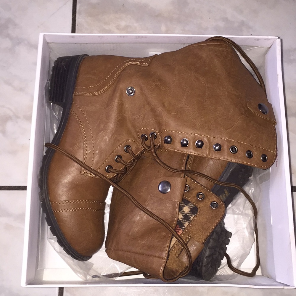 Brown combat lace up boots